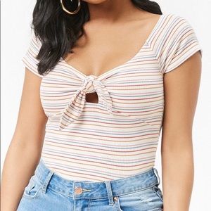 Forever 21 striped tie front crop top!